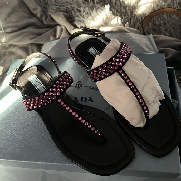 Prada pink swarvoski crystal sandals NIB - Picture 3 of 10